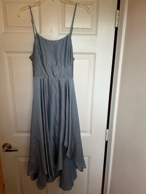 Spaghetti Strap Asymmetrical Dress in Dusty Blue
